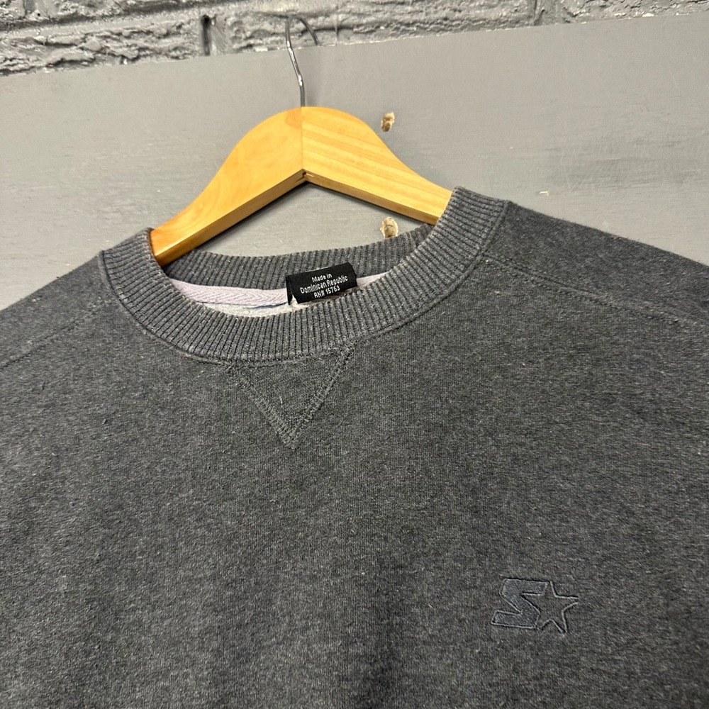Starter Mens Crewneck Sweatshirt Dark Gray Pullover Athletic Size L